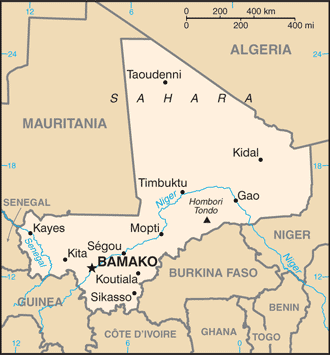 Schematic map of Mali