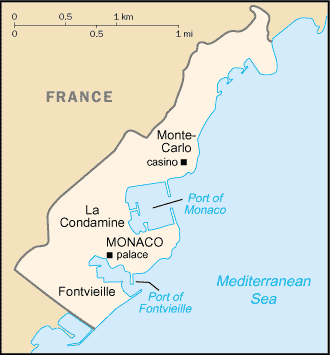 Schematic map of Monaco
