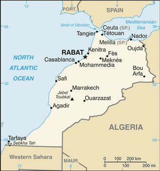 Schematic map of Morocco