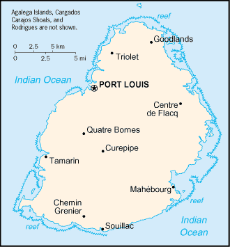 Schematic map of Mauritius
