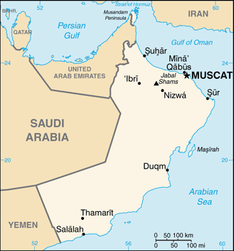 Schematic map of Oman