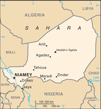 Schematic map of Niger