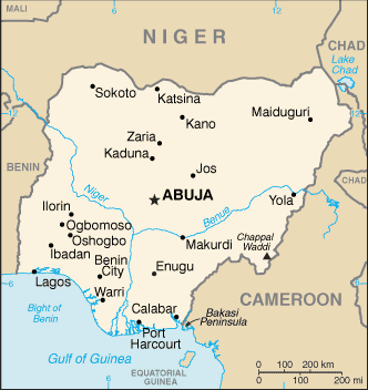 Schematic map of Nigeria