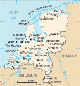 Schematic map of Netherlands
