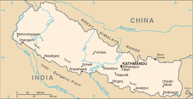 Schematic map of Nepal