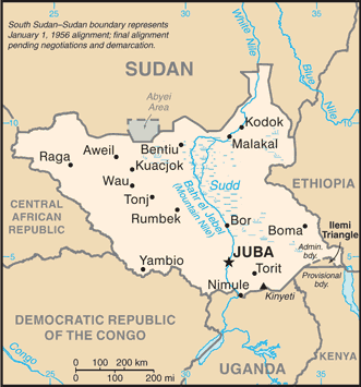 Schematic map of South Sudan