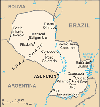 Schematic map of Paraguay
