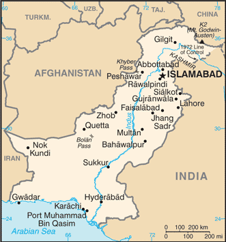 Schematic map of Pakistan