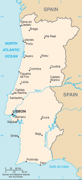 Schematic map of Portugal