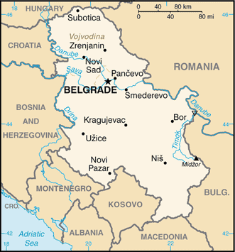 Schematic map of Serbia