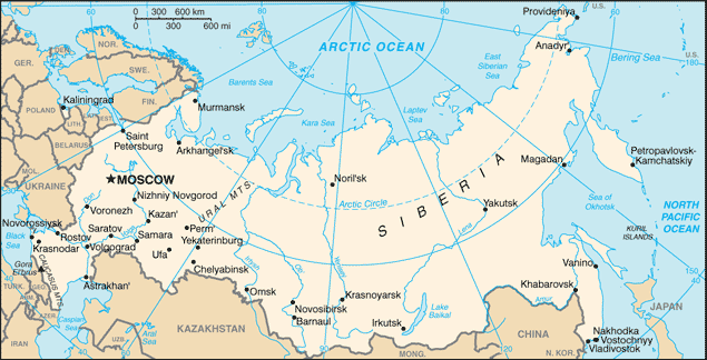 Schematic map of Russia