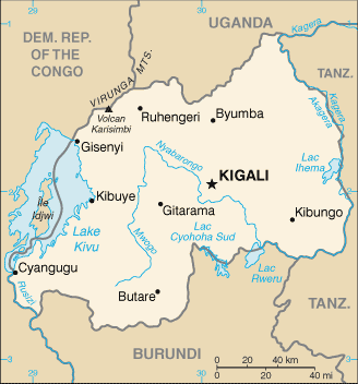 Schematic map of Rwanda