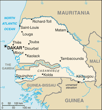 Schematic map of Senegal