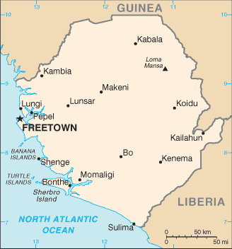 Schematic map of Sierra Leone