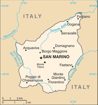 Schematic map of San Marino