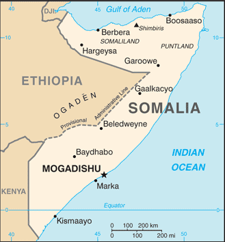 Schematic map of Somalia