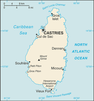 Schematic map of Saint Lucia