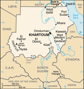 Schematic map of Sudan