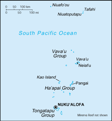 Schematic map of Tonga