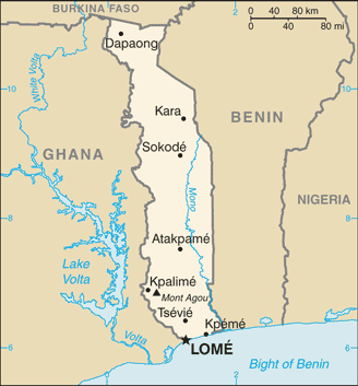 Schematic map of Togo