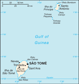 Schematic map of Sao Tome and Principe