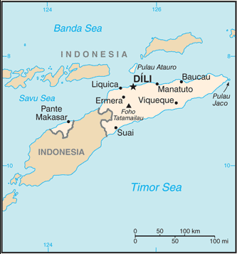 Schematic map of East Timor