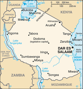 Schematic map of Tanzania