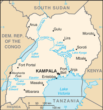 Schematic map of Uganda