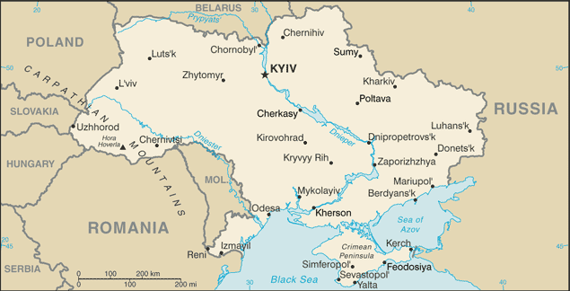 Schematic map of Ukraine