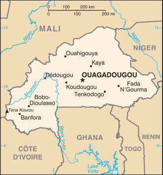 Schematic map of Burkina Faso