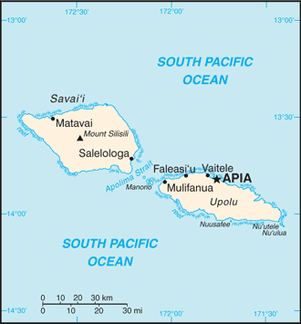 Schematic map of Samoa