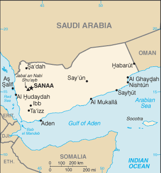 Schematic map of Yemen